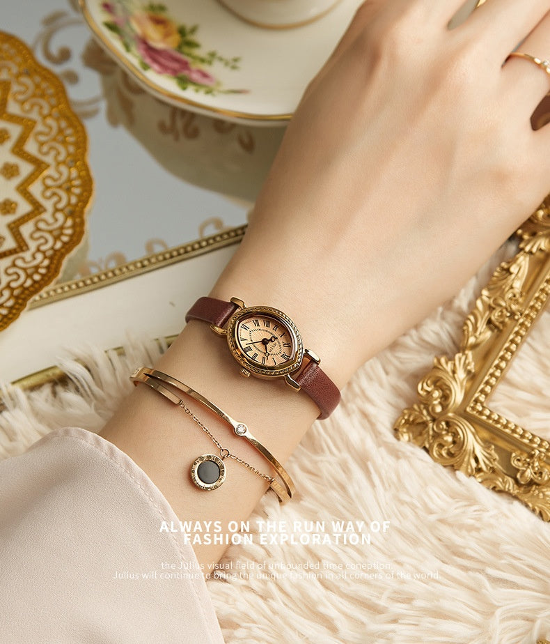 Oval Belt Quartz Movement Waterproof Compact Fashion Watch